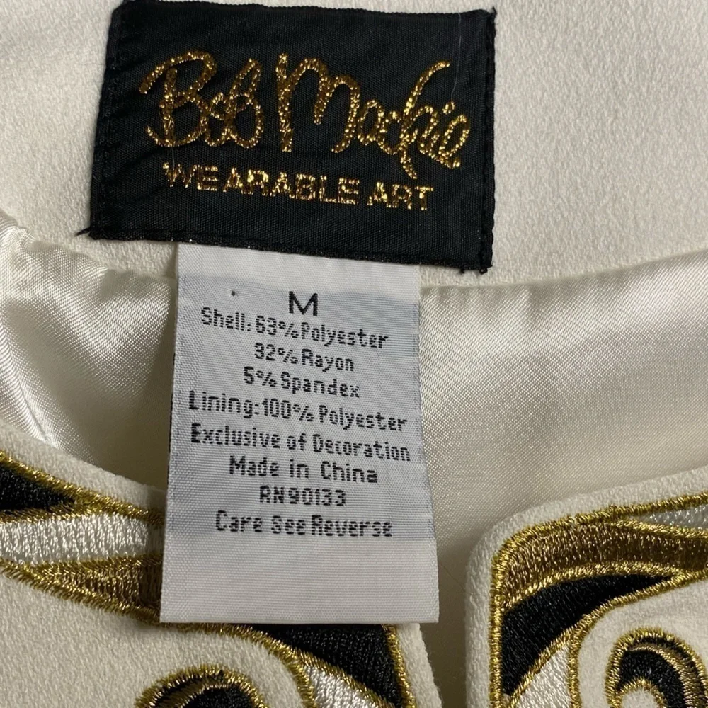 Bob Mackie Wearable Art Embroidered Cream Colored Jacket M - Picture 7 of 7